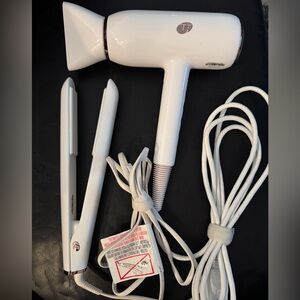 T3 White Styling Set with Hair Dryer and Flat Iron